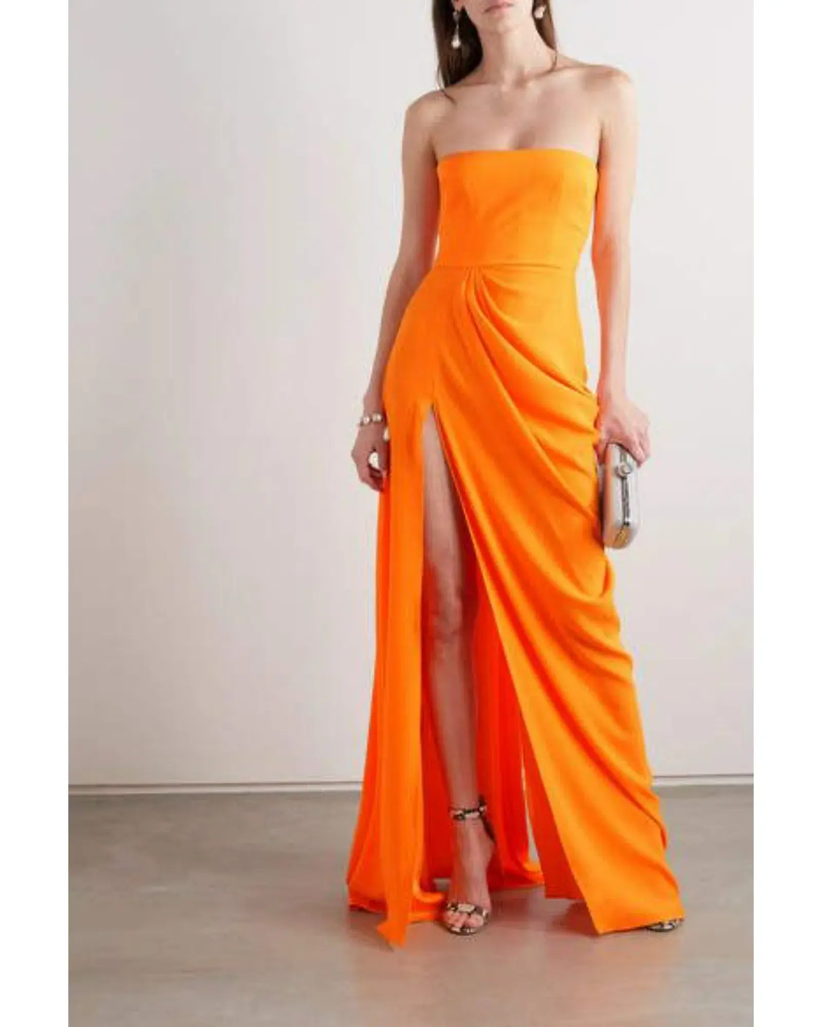 Alex Perry Reed Draped Crepe Gown Orange Size XS / AU 6 - Image 1