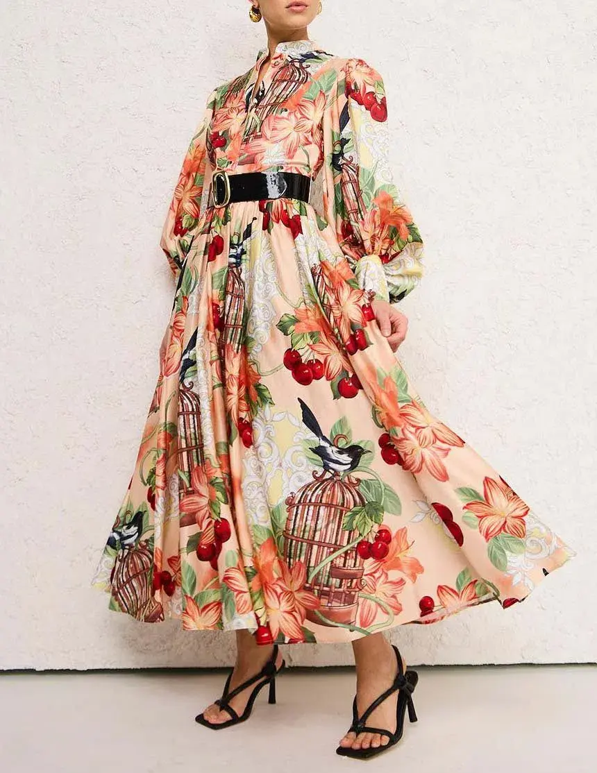 Leo Lin Nellie Midi Dress Azalea Print in Fortune Size AU 10 - Image 1