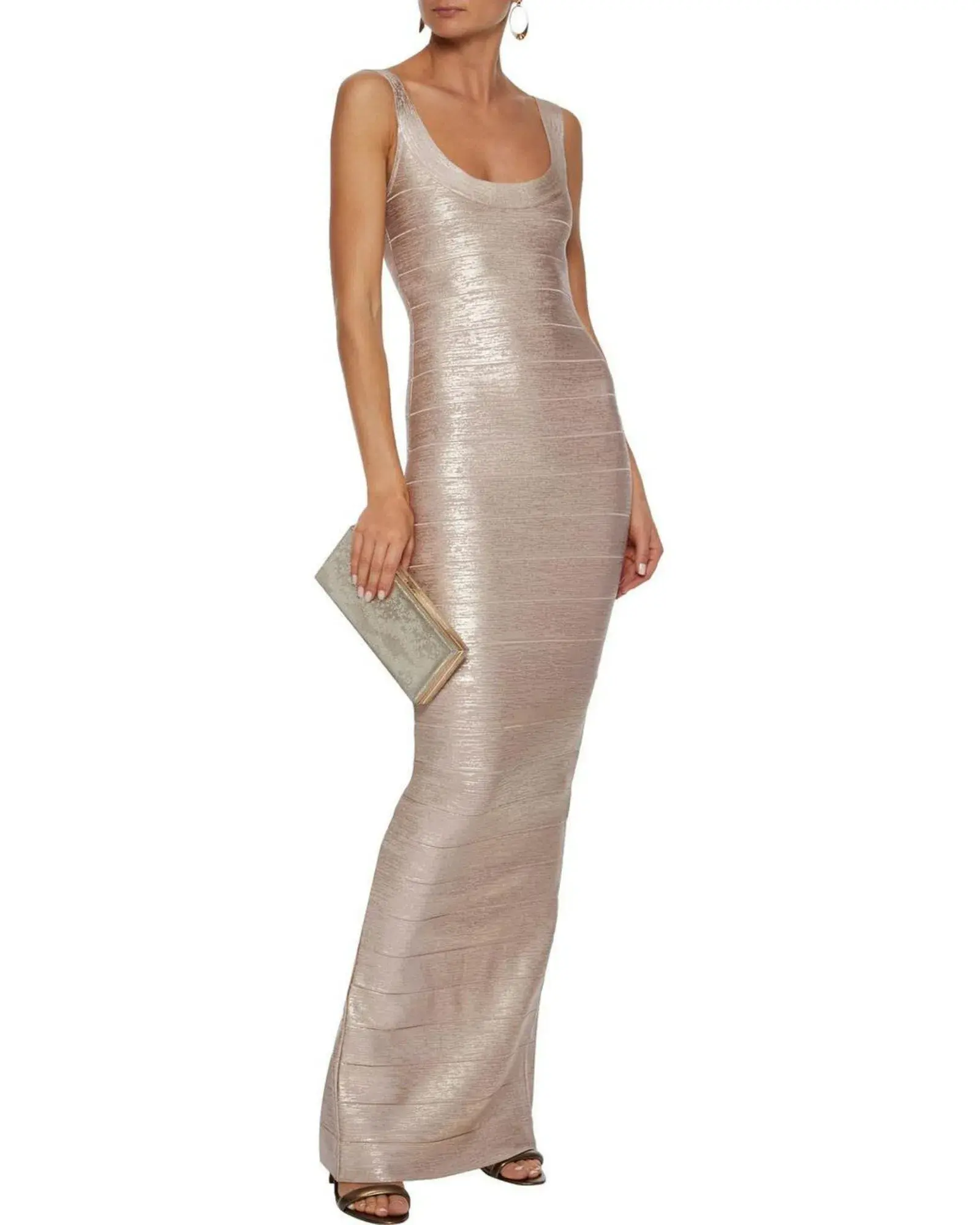 Herve Leger Bandage Gown Scoop Rose Gold Size AU XXS / AU 4 - Image 1