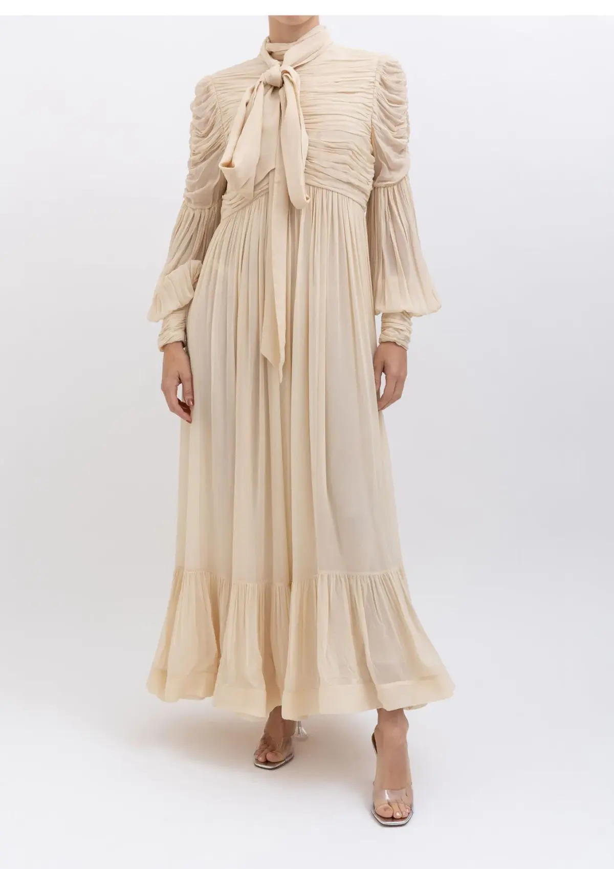 Zimmermann Celestial Ruched Midi Dress Cream Size 0P / AU 6 - Image 1