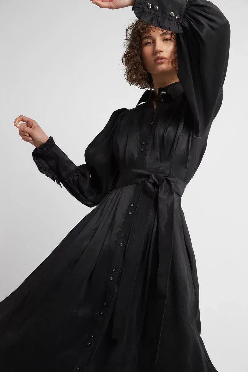 Aje Idealist Linen Blend Midi Dress Black Size 4 - Image 2