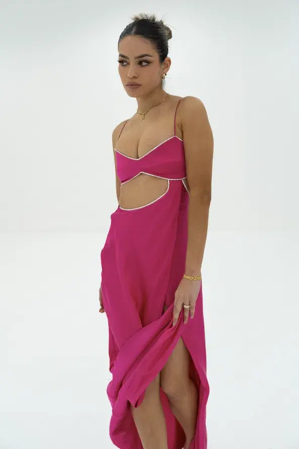 Michael Lo Sordo Symic Crystalline Luna Dress Pink Size 6 - Image 1
