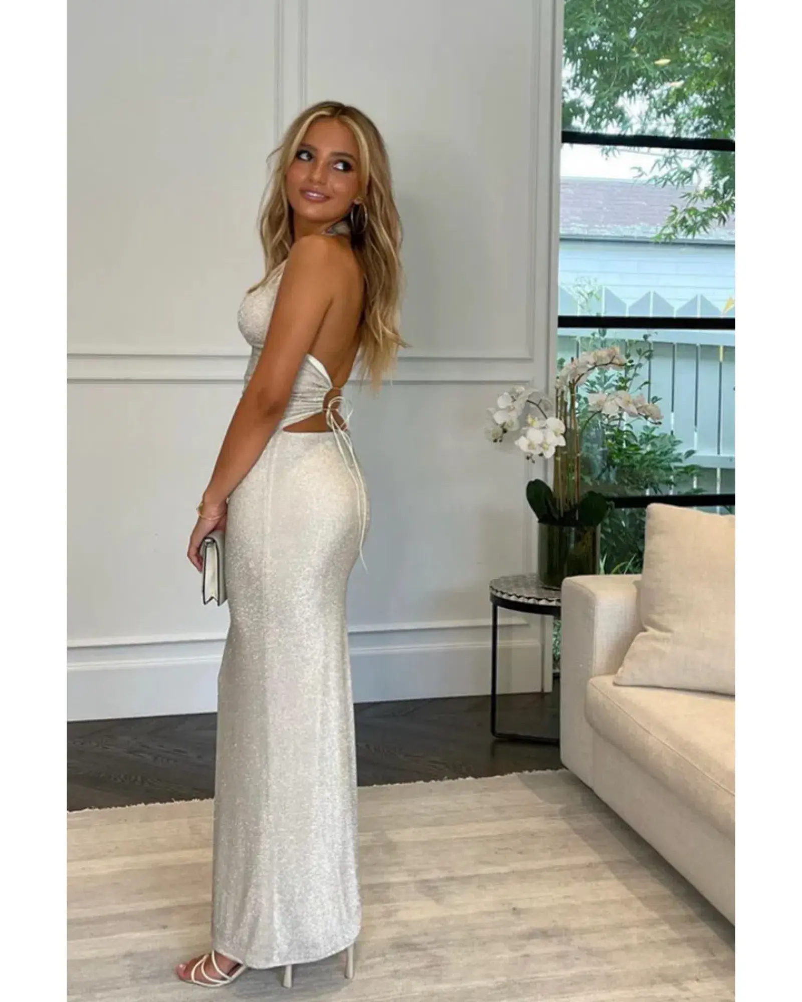 Deconduarte Astor Maxi Dress Glitter Ivory Size XS / AU 6 - Image 3