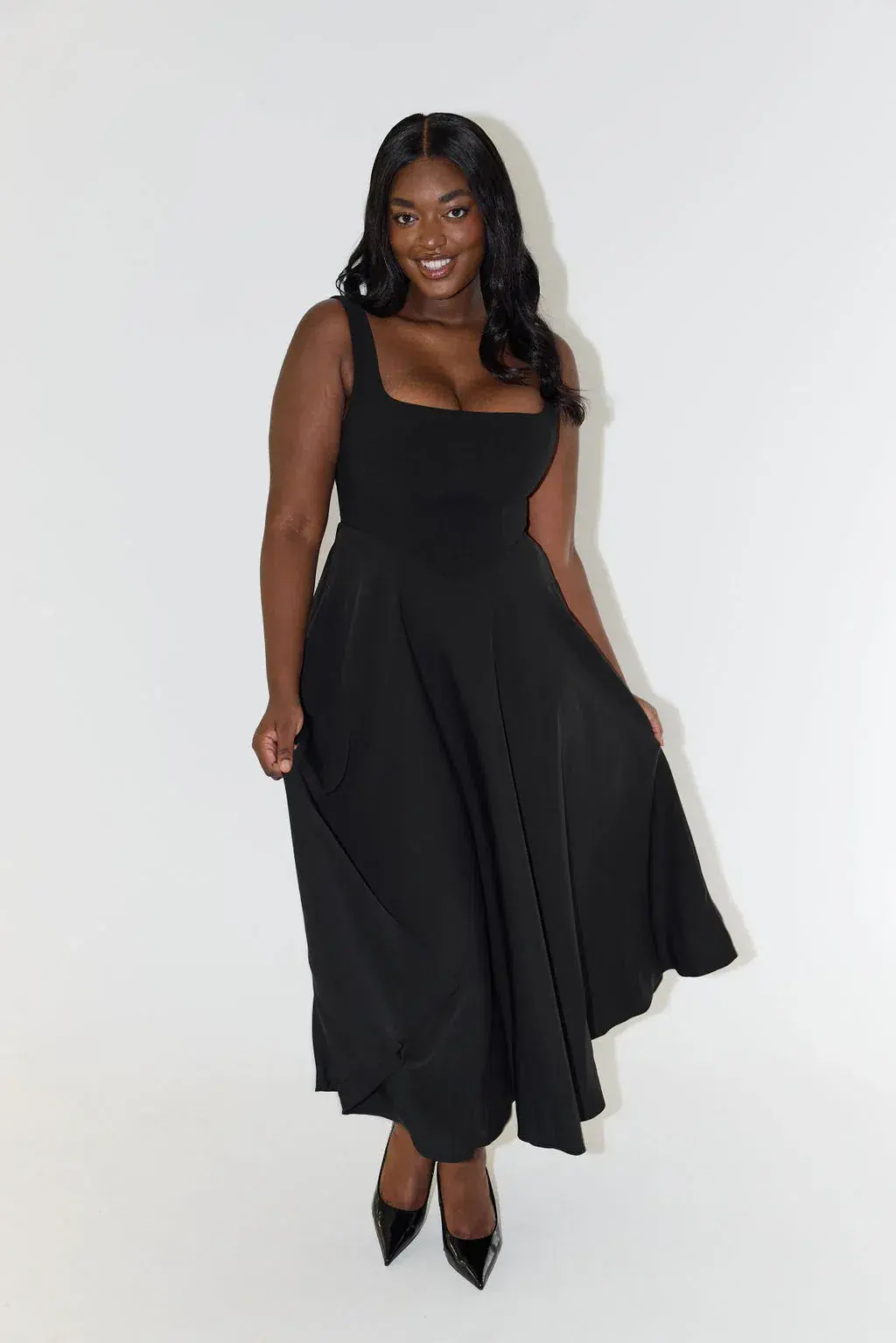 Odd Muse The Ultimate Muse High Waist Square Neck Midi Dress Black Size L / AU 12 - Image 6