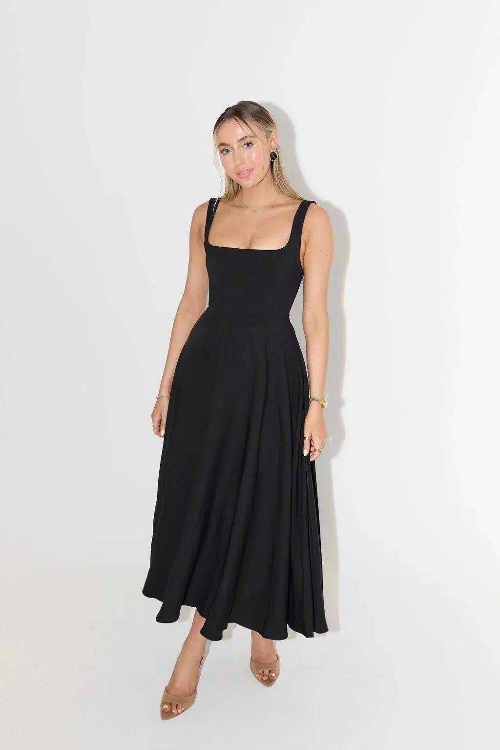 Odd Muse The Ultimate Muse High Waist Square Neck Midi Dress Black Size L / AU 12 - Image 3