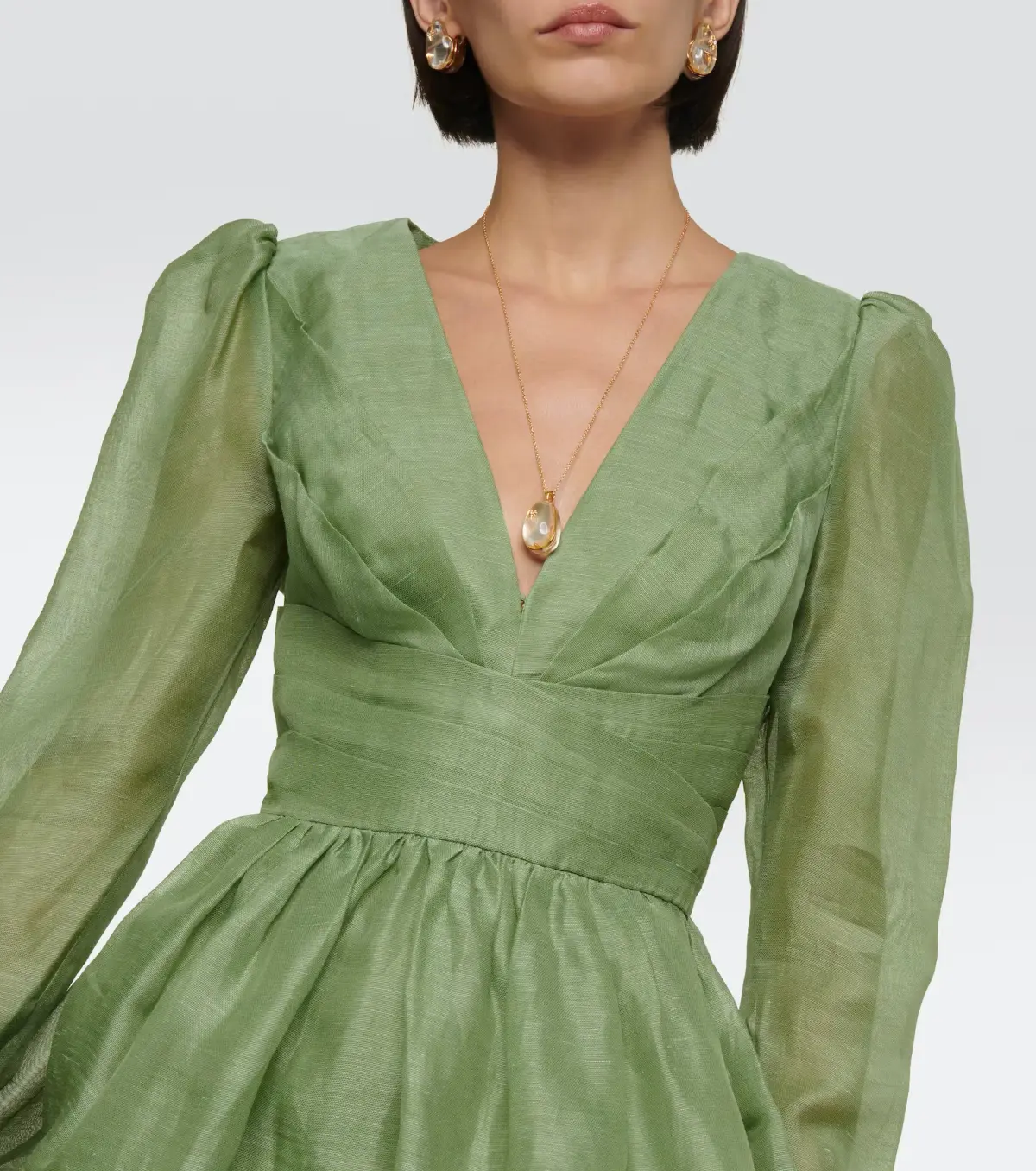 Zimmermann Lyrical Cross Over Mini Dress Fern Green  - Image 2