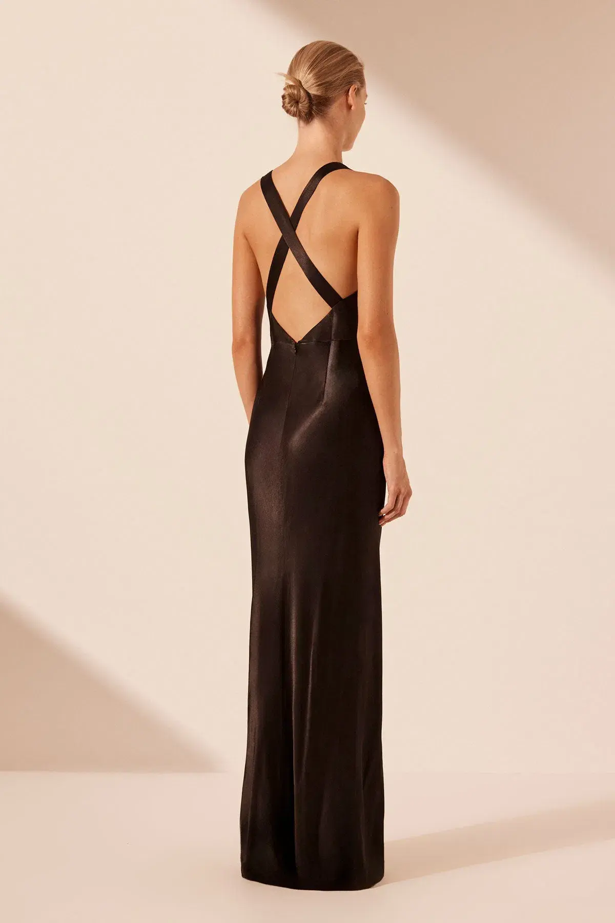 Shona Joy La Lune Plunged Cross Back Maxi Dress in Black Size 6 - Image 2