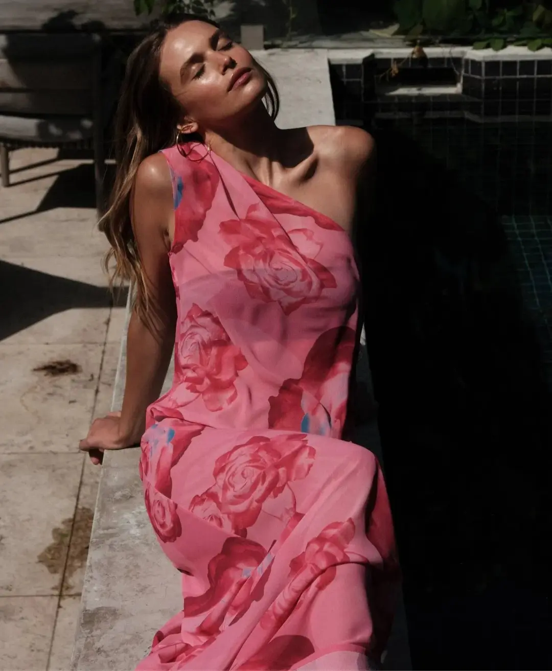 With Harper Lu One Shoulder Sheer Maxi Dress Floral Size XS/ AU 6 for rent on The Volte - main image