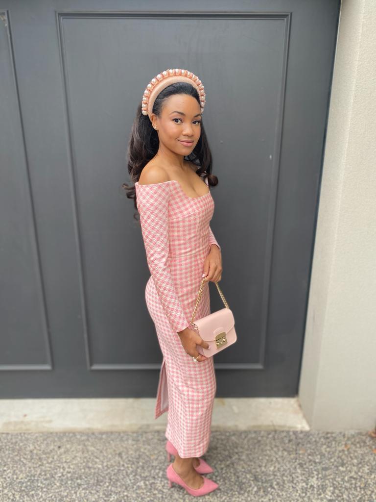 Emilia Wickstead Birch Midi Dress Pink Gingham Size 6 - Image 4
