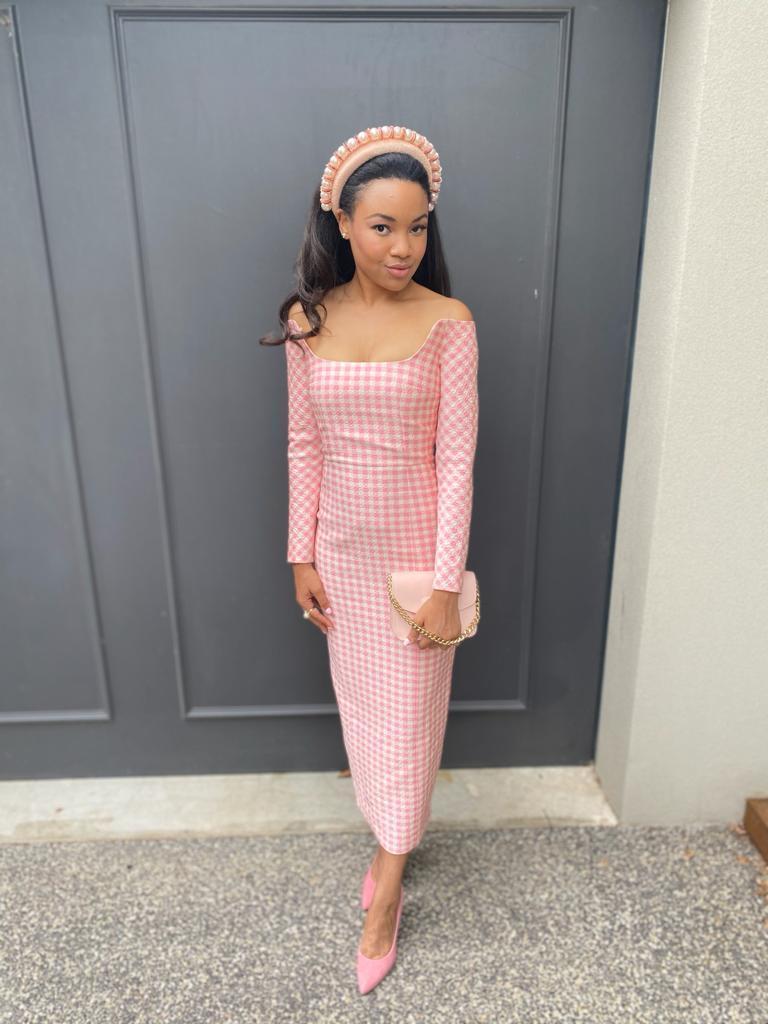 Emilia Wickstead Birch Midi Dress Pink Gingham Size 6 - Image 2