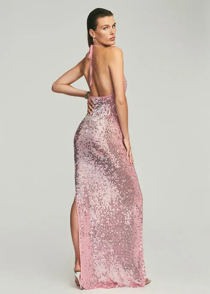 Retrofete Isabel Sequin Crochet Dress Pink Size XS/S / AU 6 - Image 2