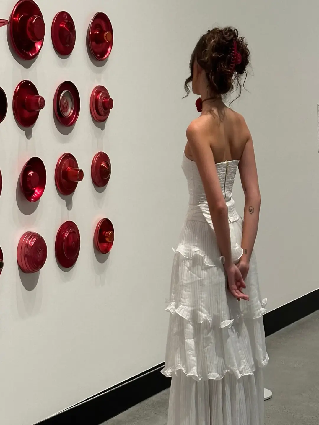 Aje Cosmos Sunbream Ruched Bustier in Size 8 and Tiered Maxi Skirt in Size 10 White for rent on The Volte - main image