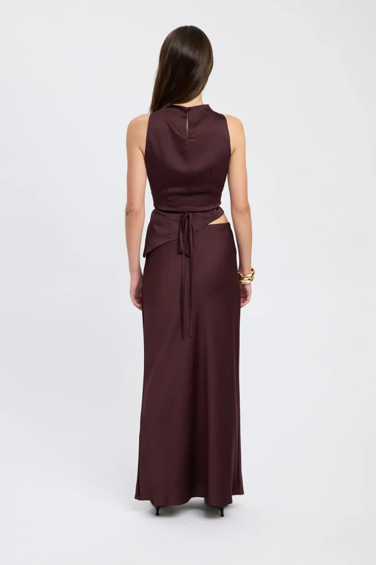 Kookai Prato High Cowl Neck and Prato Slip Skirt  Brown Size 10  - Image 2
