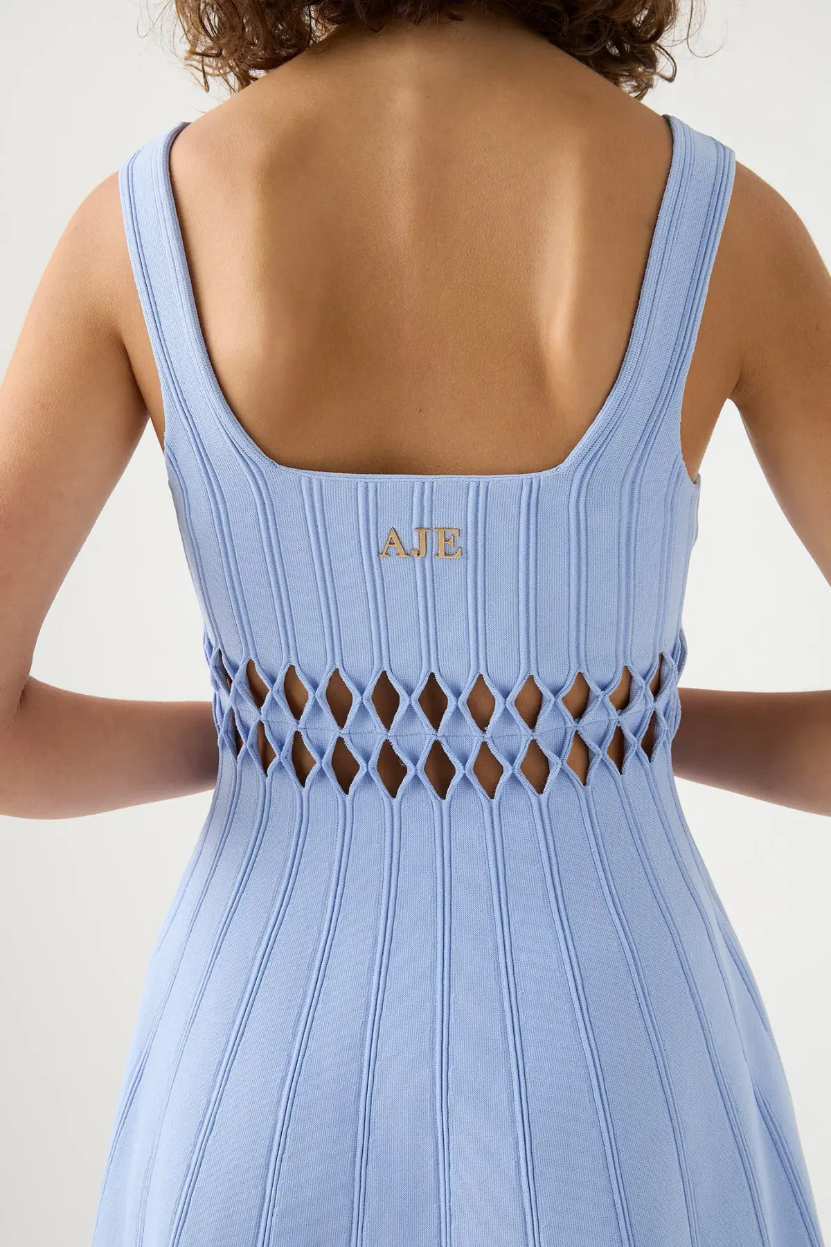 Aje Ney Diamond Cut Out Mini Dress Sky Blue Size 8  - Image 2