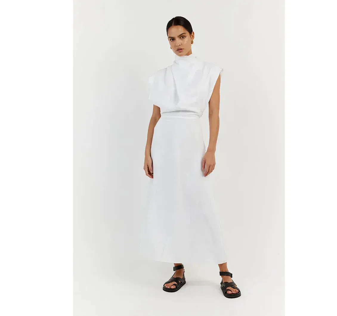 DISSH Alessi Linen Midi Dress White Size AU 8 - Image 1