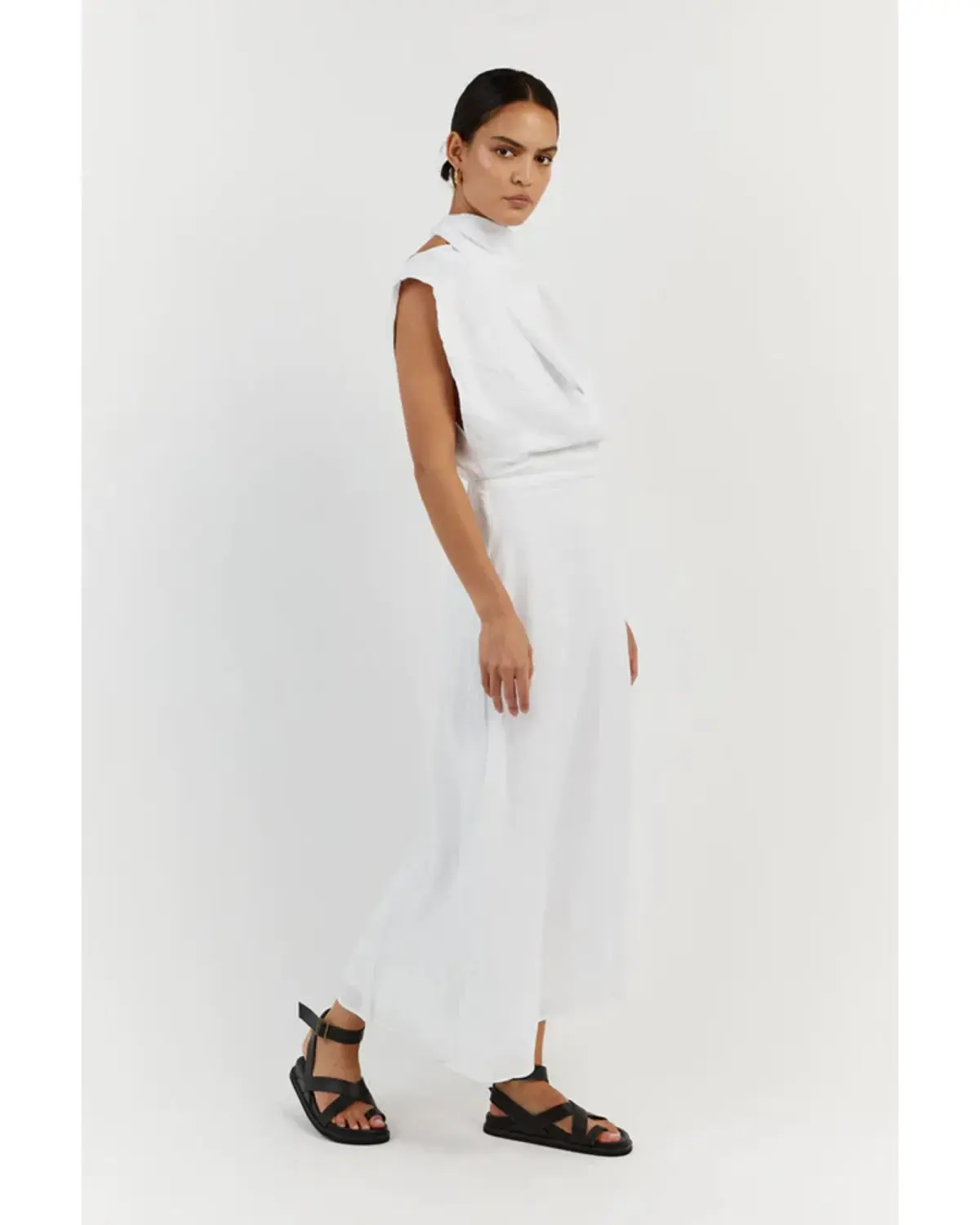 DISSH Alessi Linen Midi Dress White Size AU 8 - Image 2
