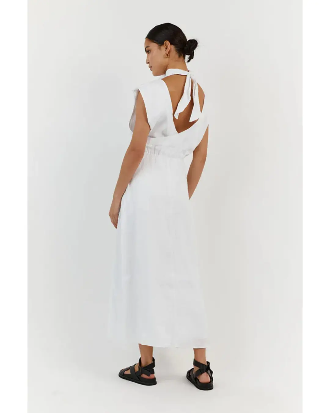 DISSH Alessi Linen Midi Dress White Size AU 8 for rent on The Volte - main image