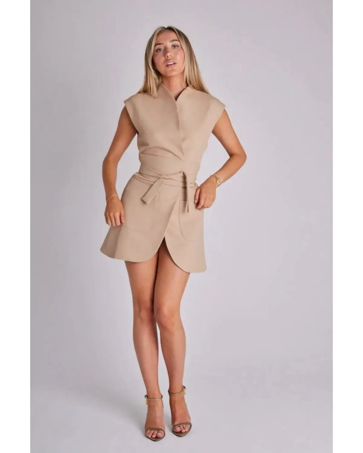 Odd Muse Ultimate Muse Sleeveless Dress Beige Size AU 12 - Image 1