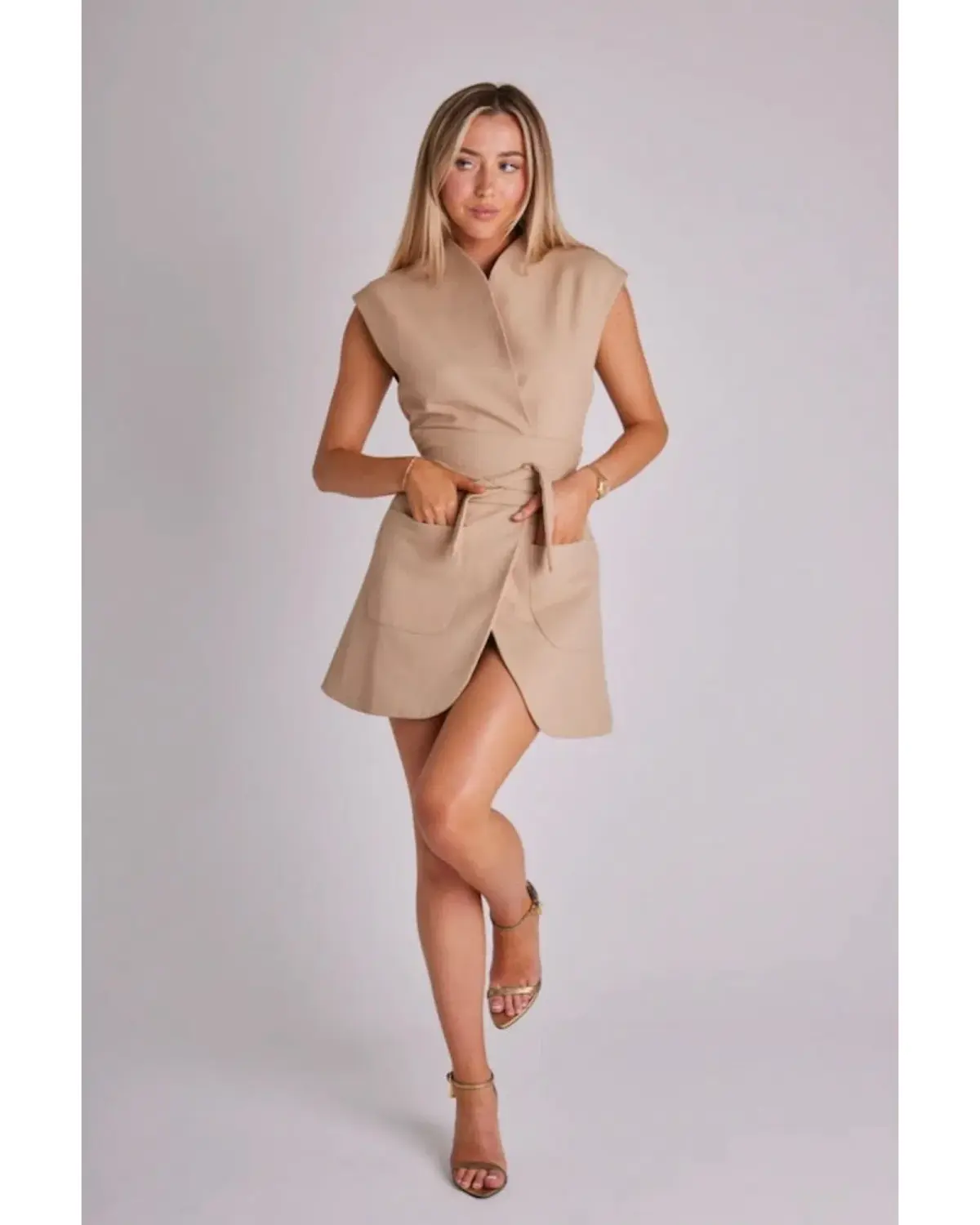 Odd Muse Ultimate Muse Sleeveless Dress Beige Size AU 12 - Image 2