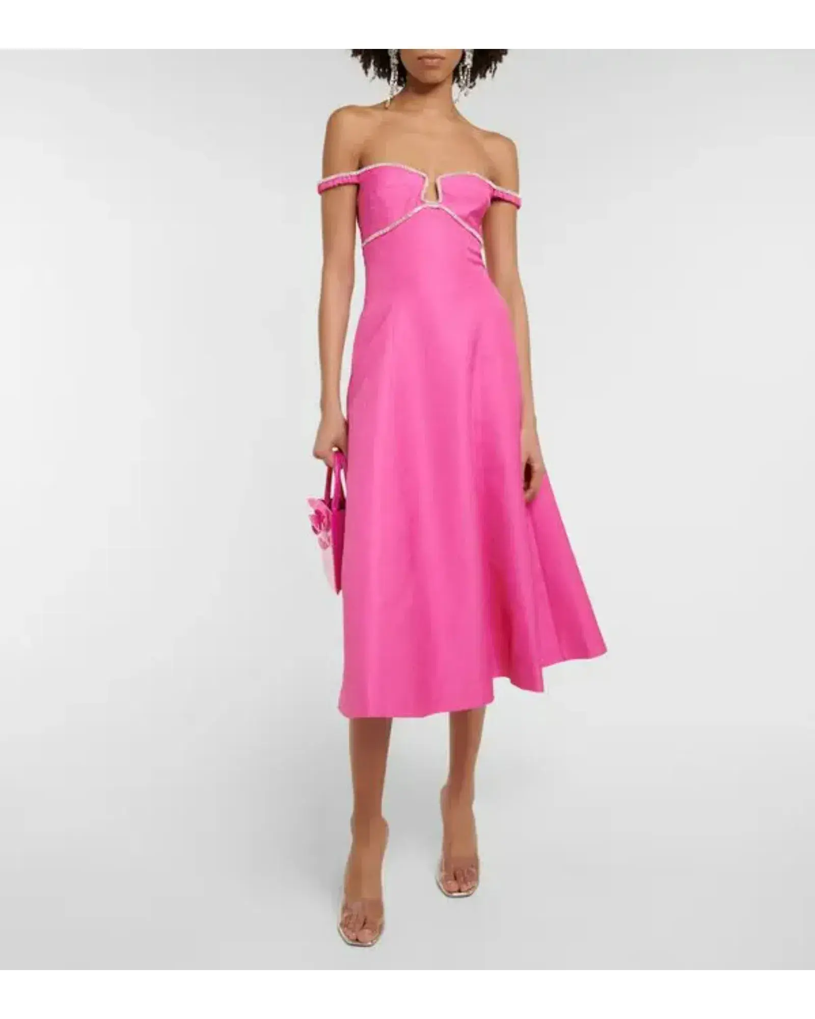 Self Portrait Embellished A-Line Midi Dress Pink Size AU 14 - Image 2