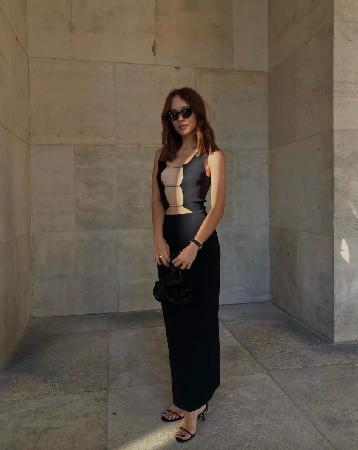 Christopher Esber Crystal Lattice Column Dress Black Size S / AU 8 - Image 4