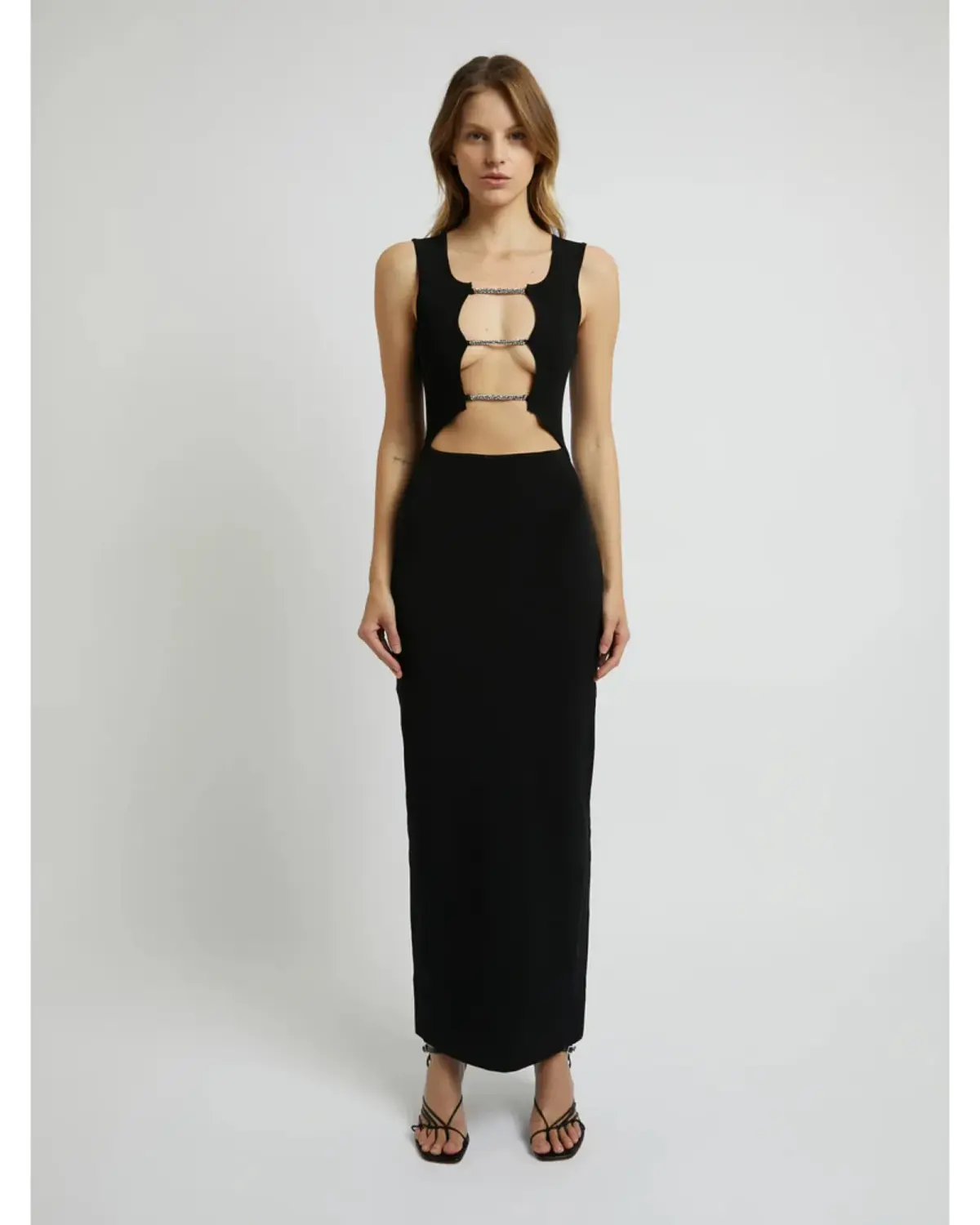 Christopher Esber Crystal Lattice Column Dress Black Size S / AU 8 - Image 1