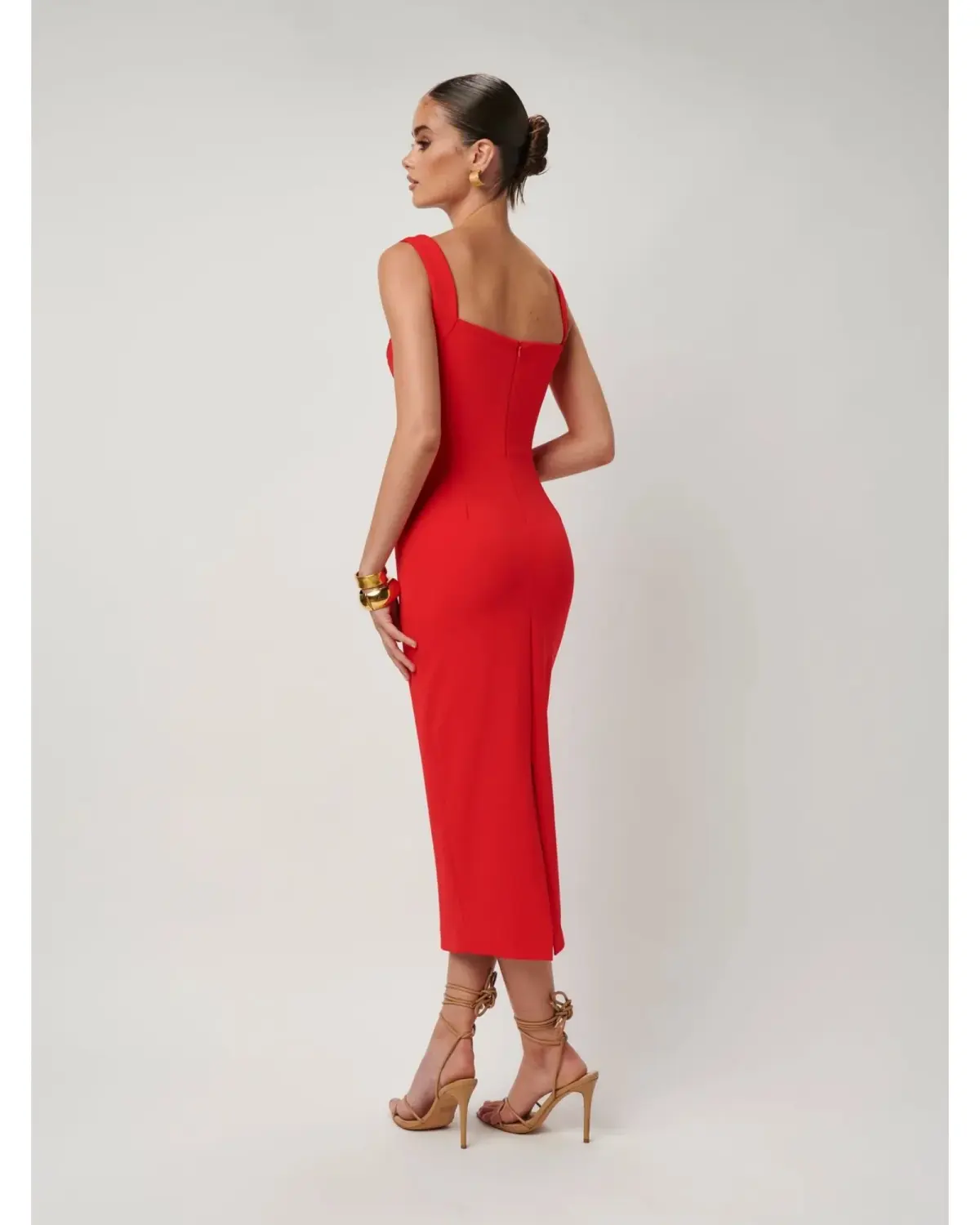 Effie Kats Marbella Dress In Cherry Red Size AU 10 - Image 3