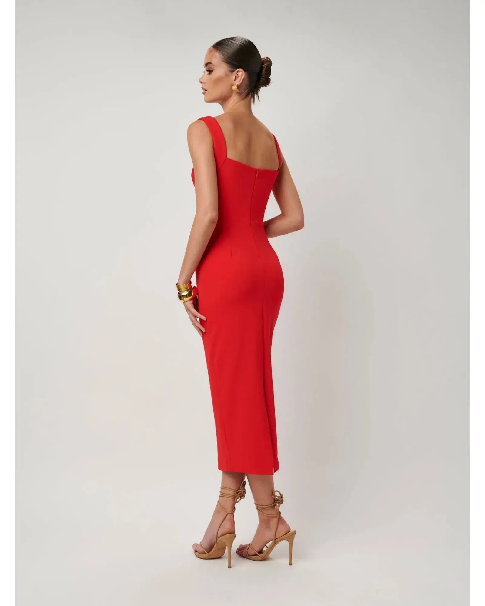 Effie Kats Marbella Dress In Cherry Red Size AU 10 - Image 3