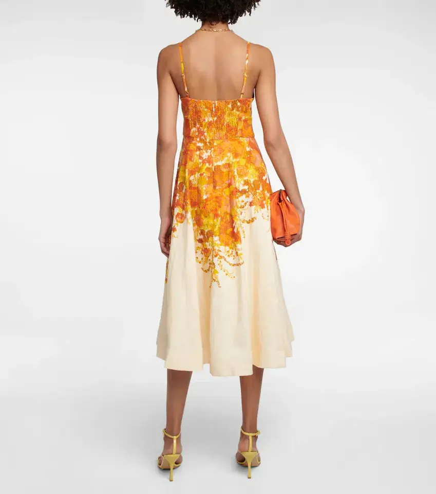 Zimmermann High Tide Picnic Midi Dress Citrus Ikat Size 0 / AU 8 for rent on The Volte - main image
