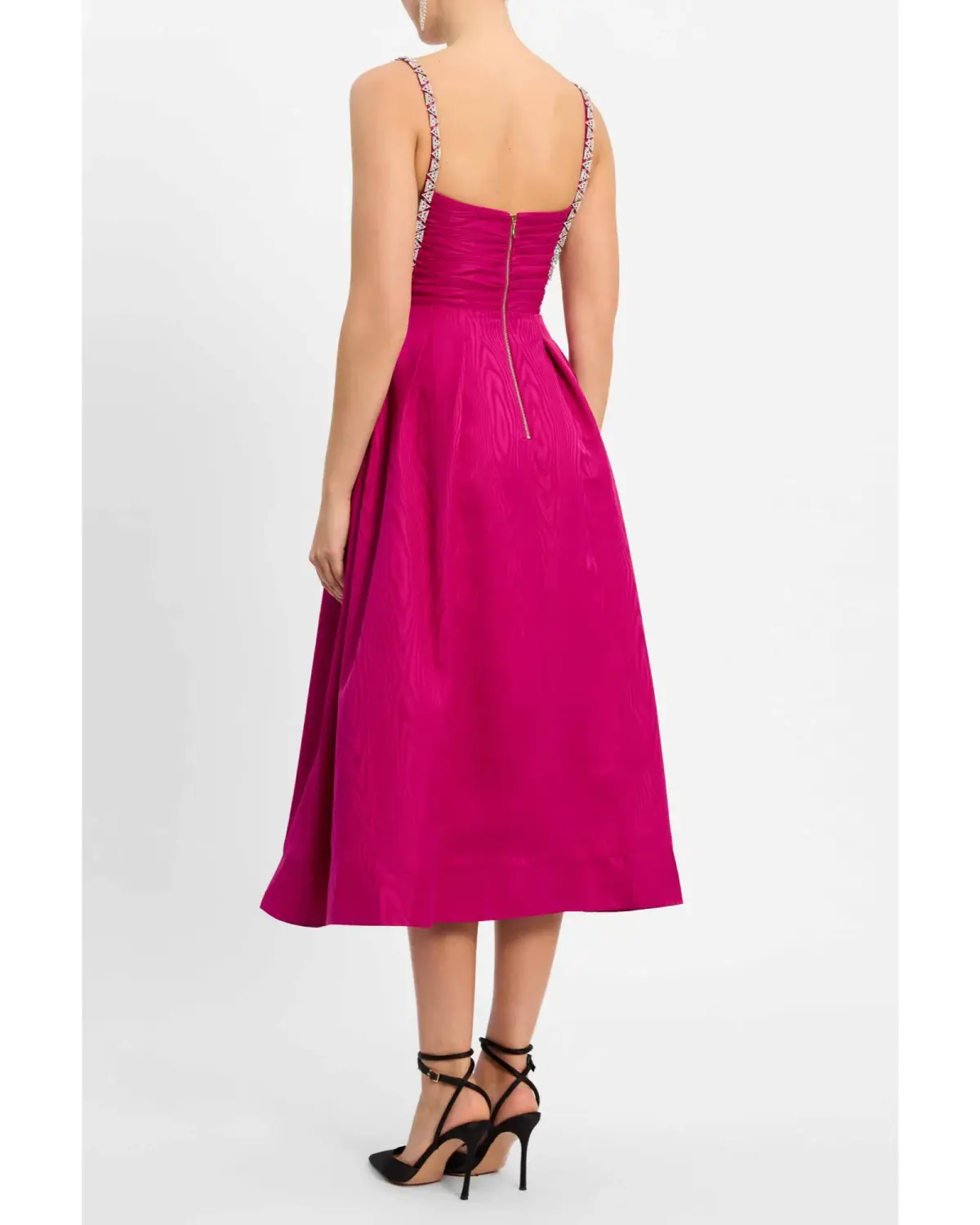 Rebecca Vallance Cynthia Midi Dress Fuchsia Size AU 10 - Image 3