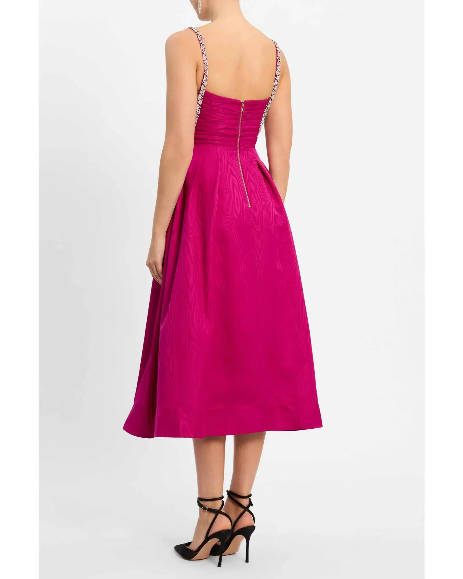 Rebecca Vallance Cynthia Midi Dress Fuchsia Size AU 10 - Image 3