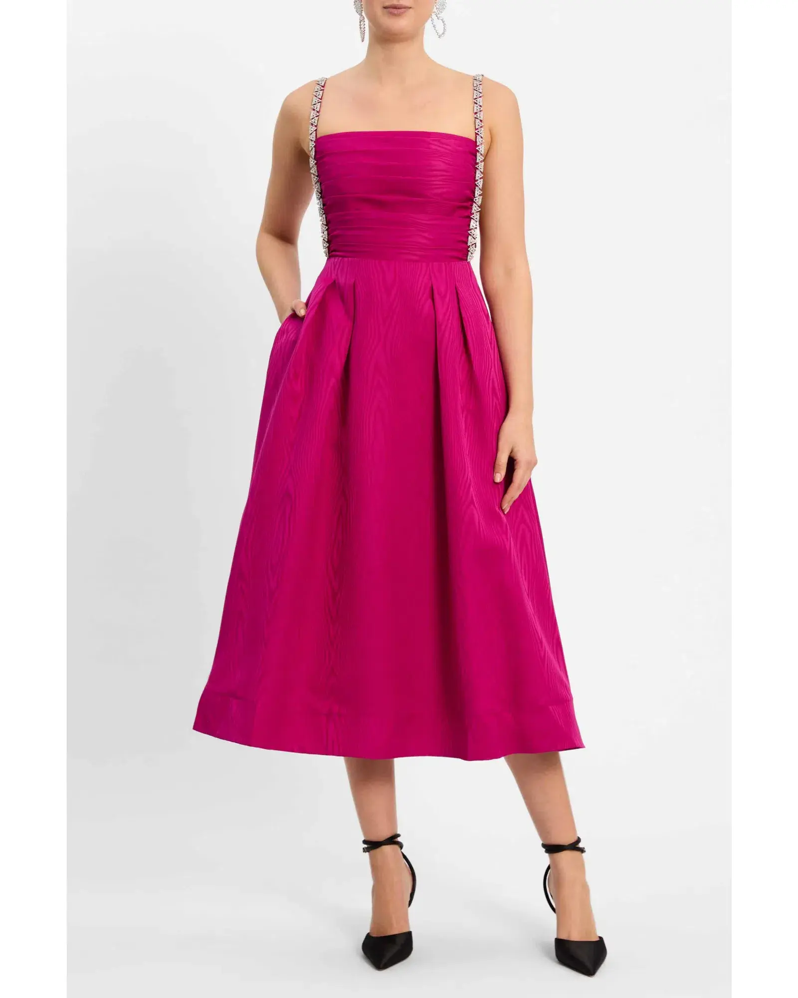 Rebecca Vallance Cynthia Midi Dress Fuchsia Size AU 10 - Image 1