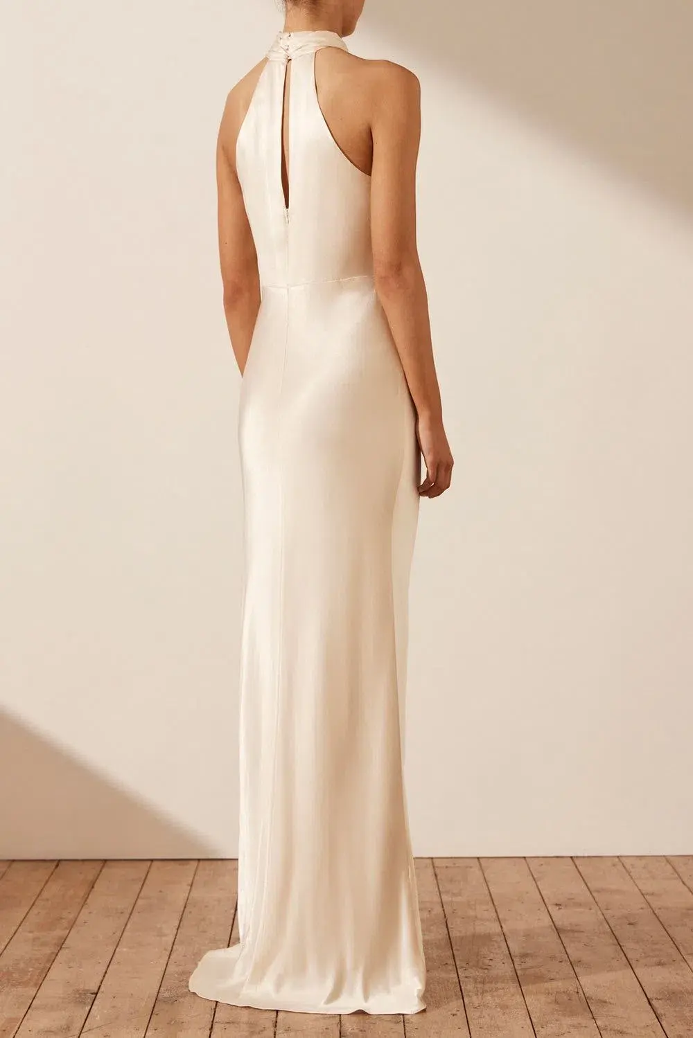 Shona Joy La Lune High Neck Twist Maxi Dress Cream Size 8 - Image 3