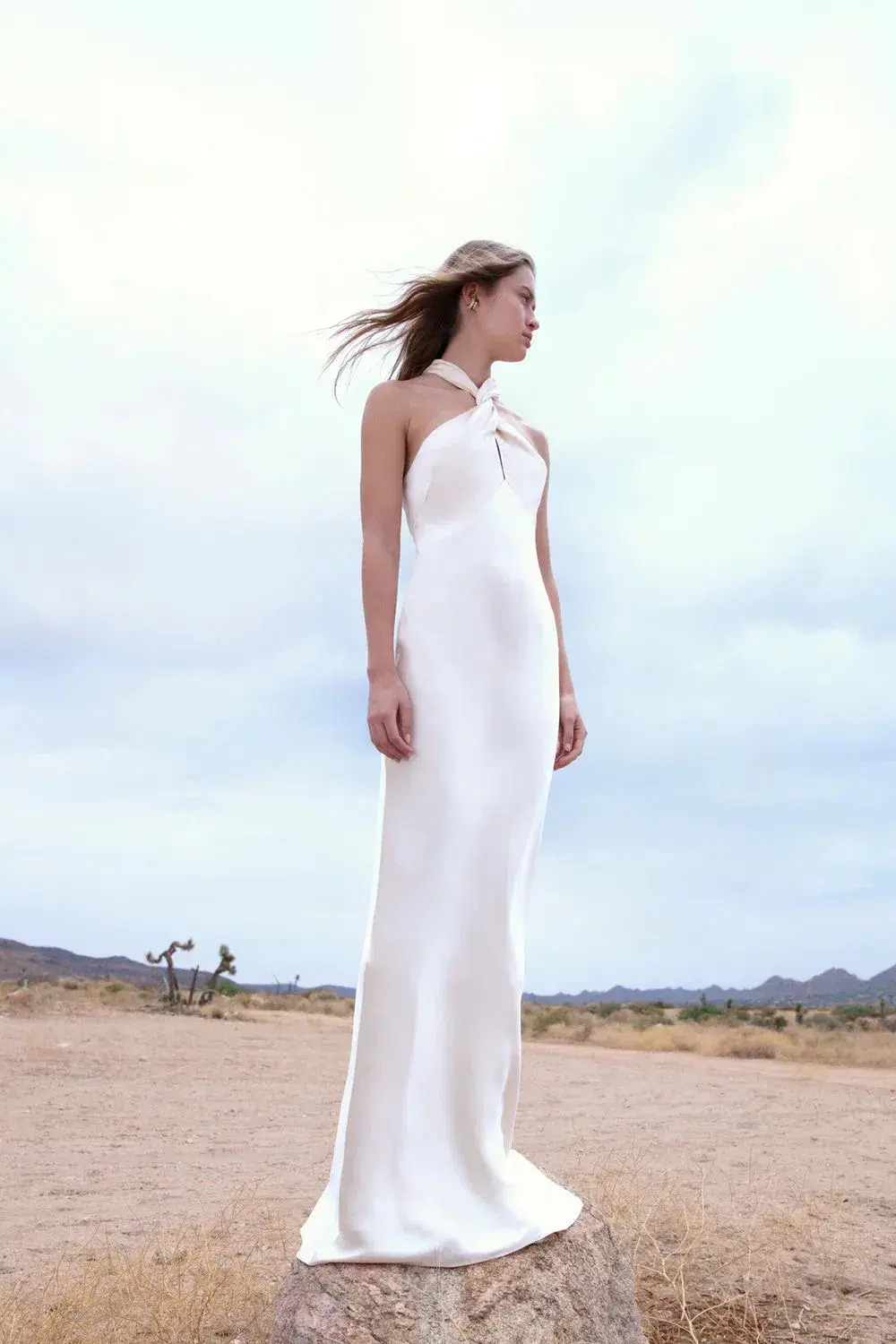Shona Joy La Lune High Neck Twist Maxi Dress Cream Size 8 - Image 5