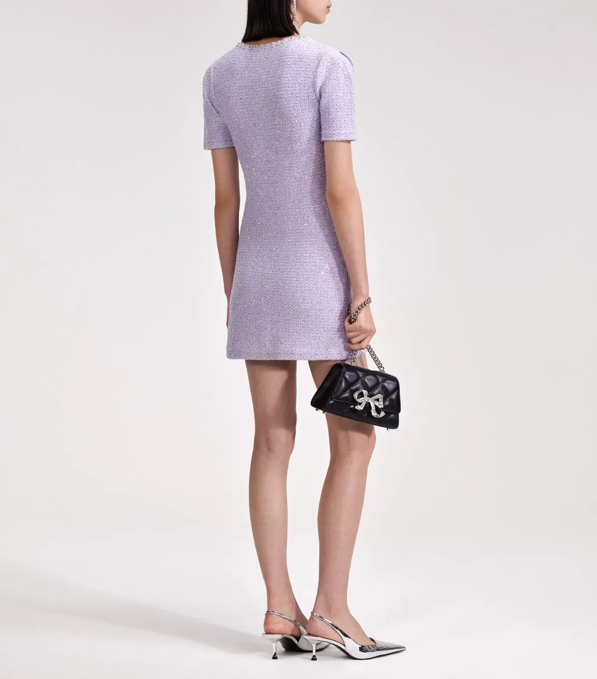 Self Portrait Sequin Knit Mini Dress Lilac Size S / AU 8 - Image 2