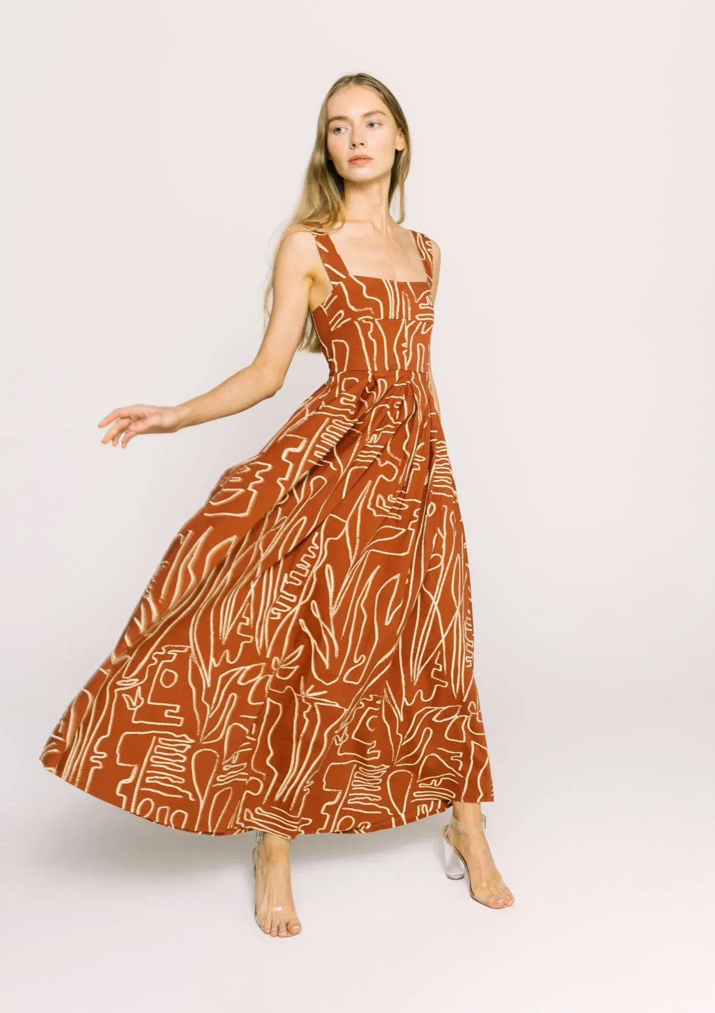 Bel Kazan Janie Maxi Dress in Mocha Rye Print Size 8 - Image 2