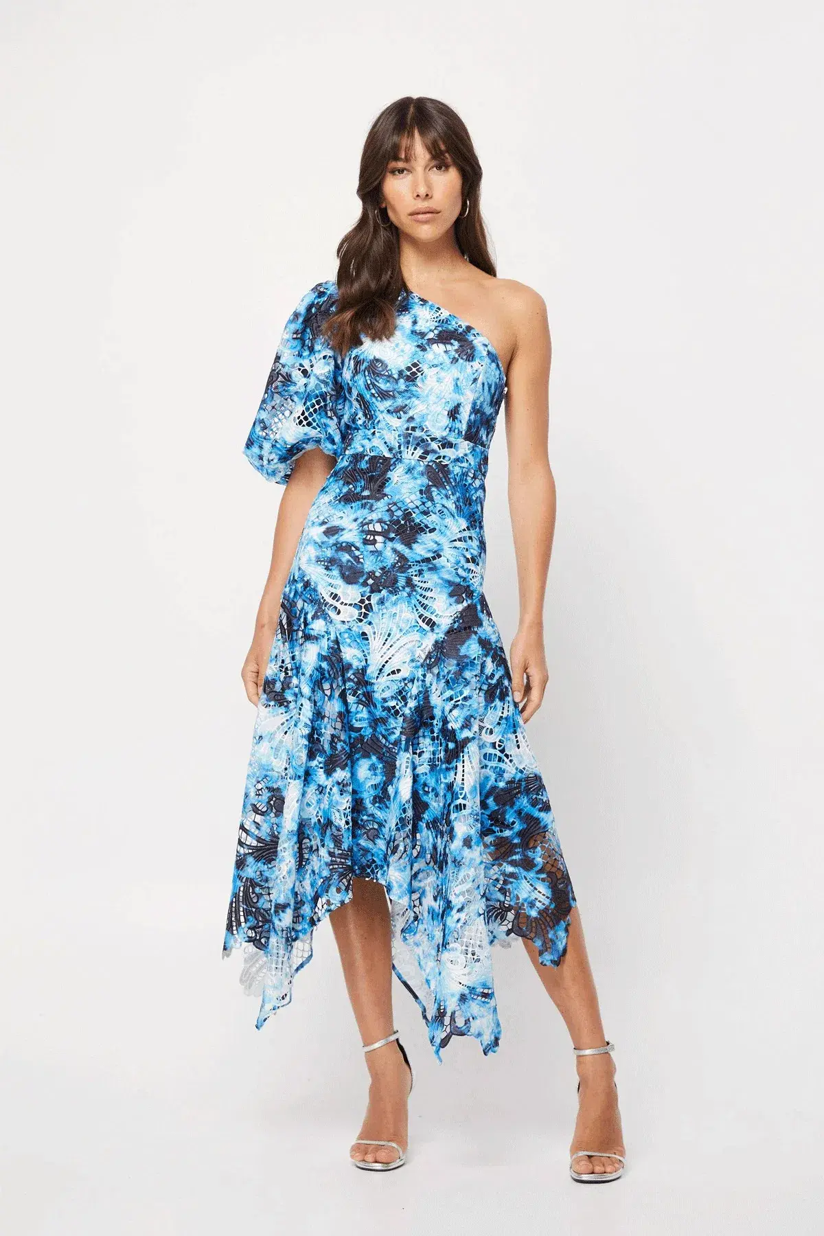 Mossman The High Rise Midi Dress Blue Tie Dye Size 8 - Image 1