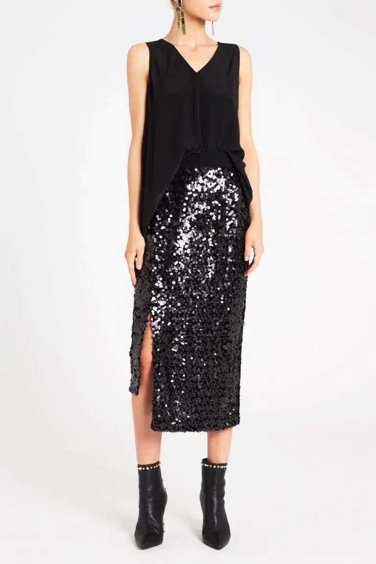 Sass & Bide The Olive Branch Skirt Black Sequin Size 8 - Image 1