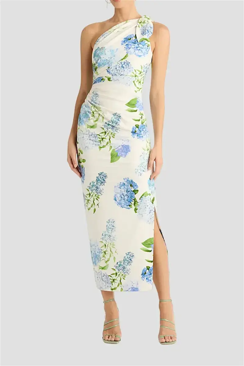 Sheike Blue Bell One Shoulder Midi Dress  Floral Size 8 - Image 3