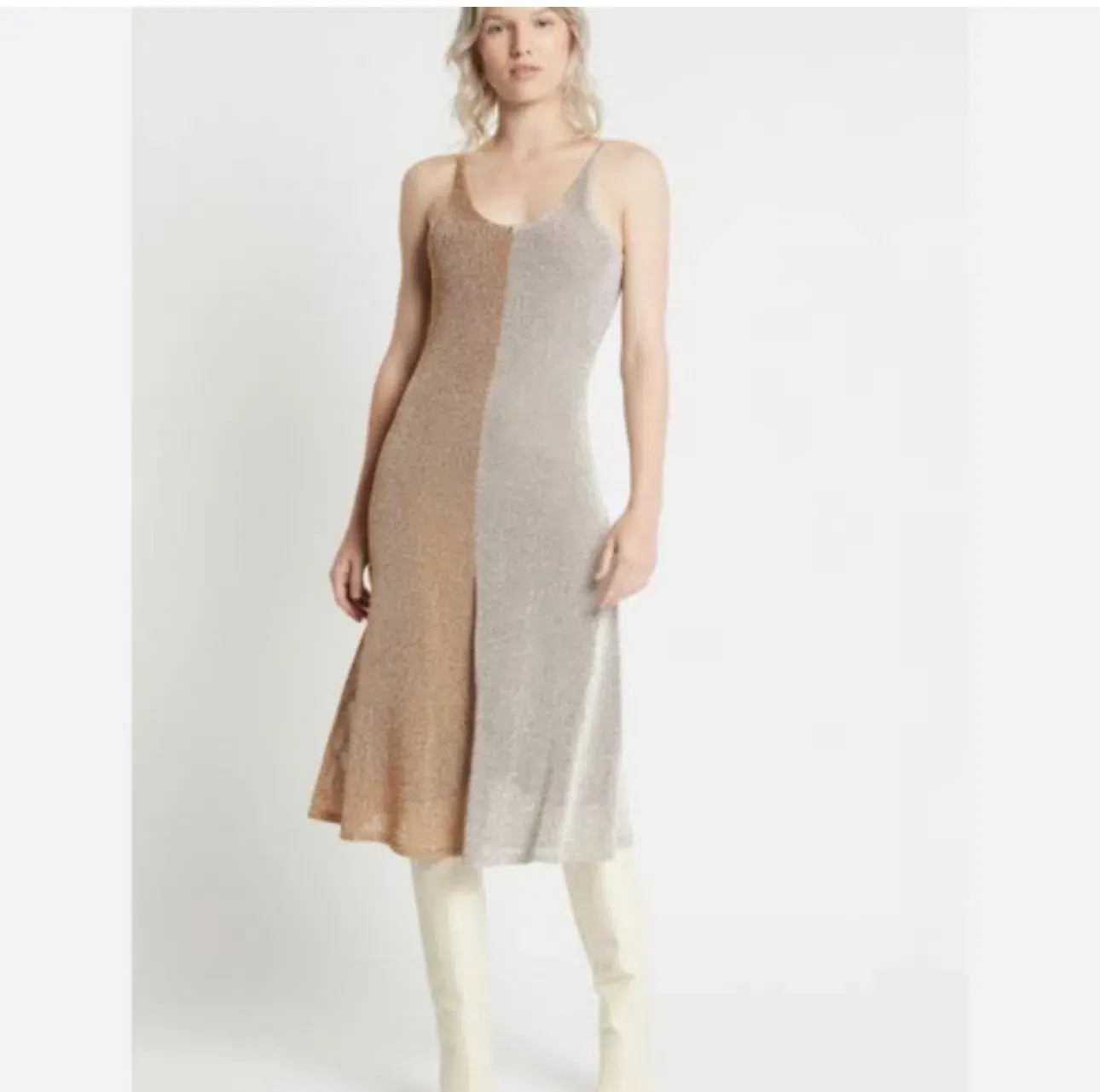Sass And Bide Half Silver Half Gold Midi Dress Gold/Silver Size 8  - Image 1