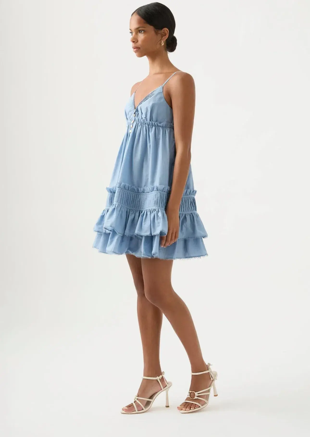 Aje Talia Flounce Mini Dress Steel Blue Size 10  - Image 2