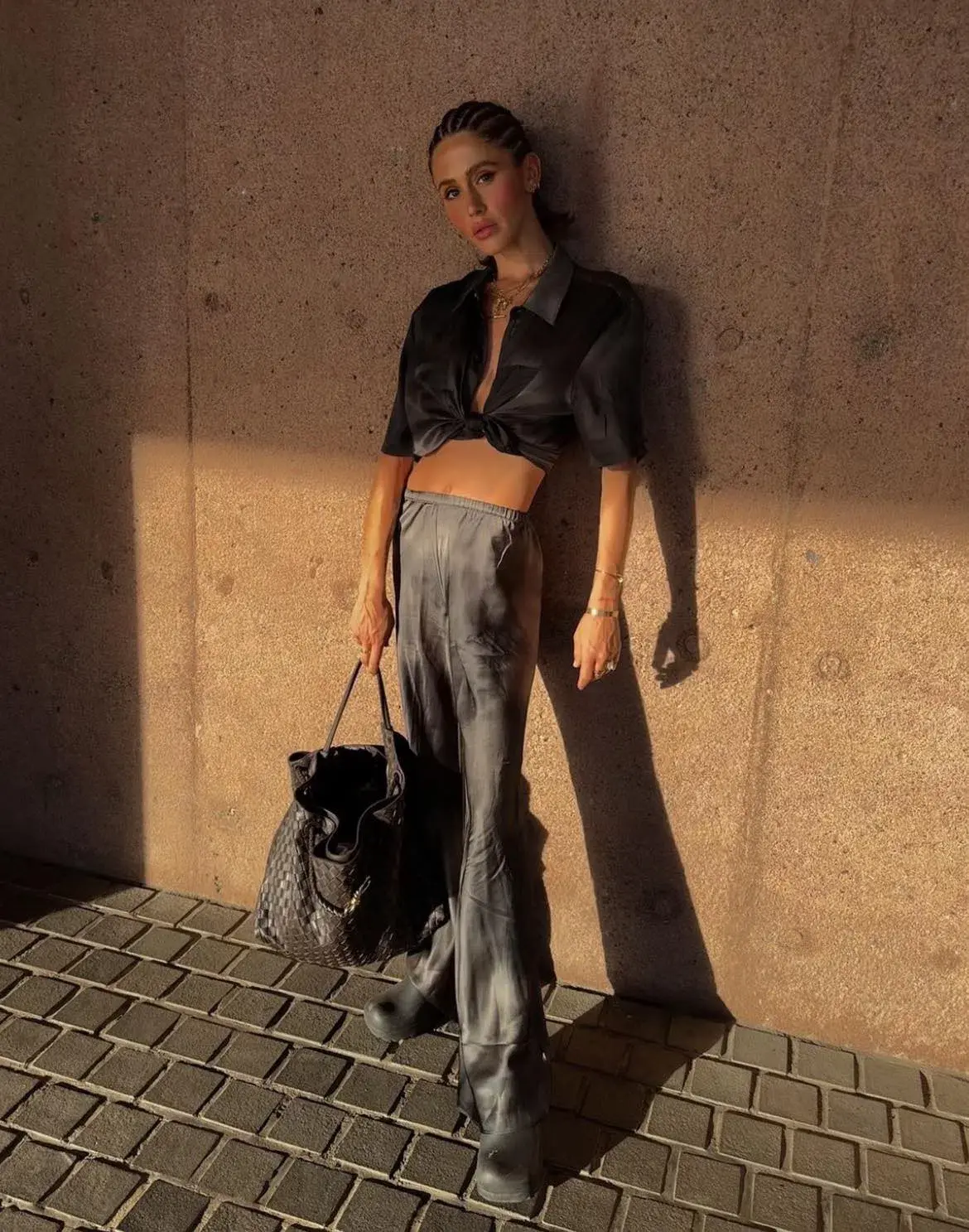 Silk Laundry Shirt and Bias Cut Pants Set Smoke Size M/Au 10  - Image 1