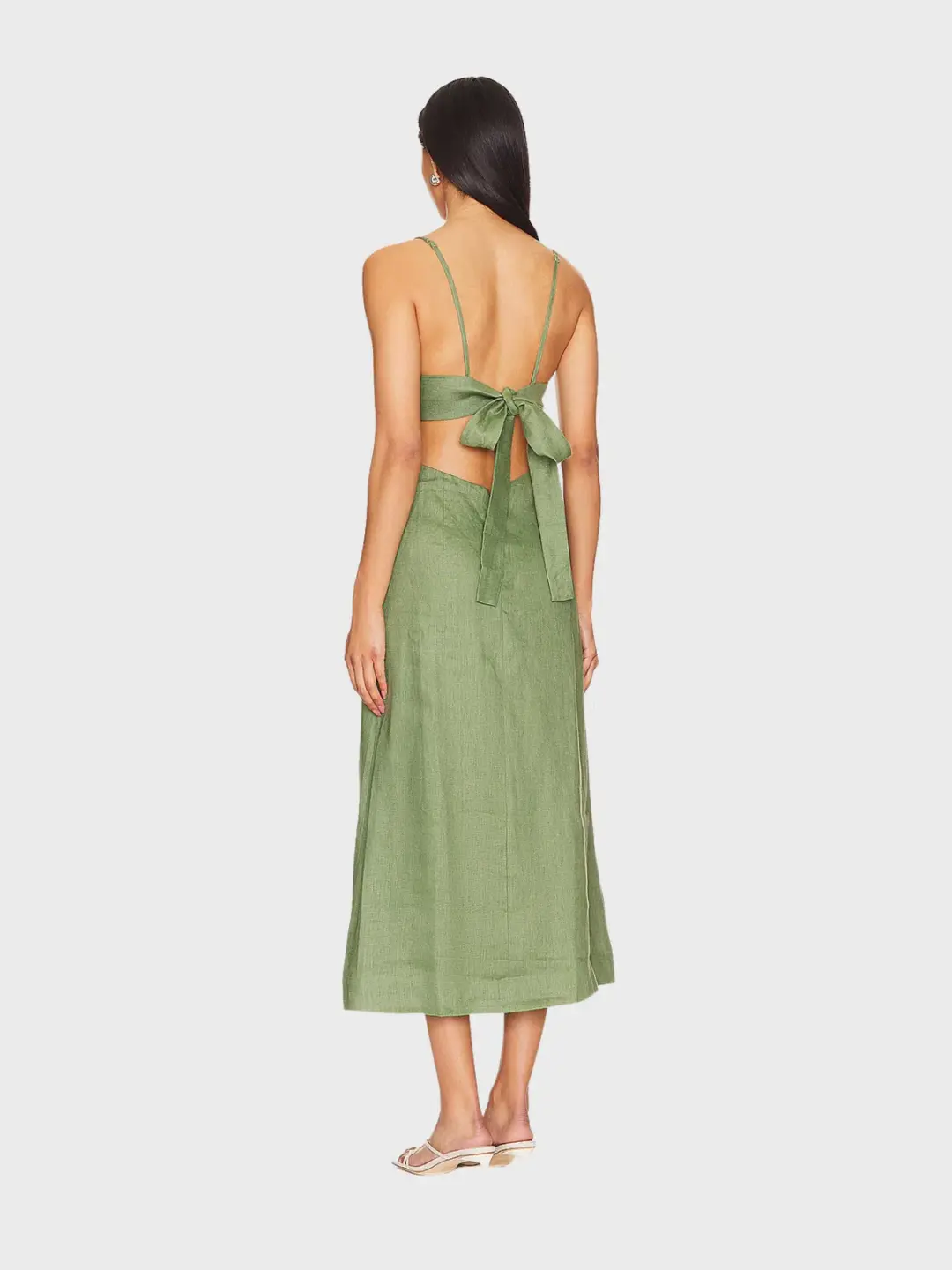 Faithfull the Brand Regina Midi Dress Sage Size 8  for rent on The Volte - main image