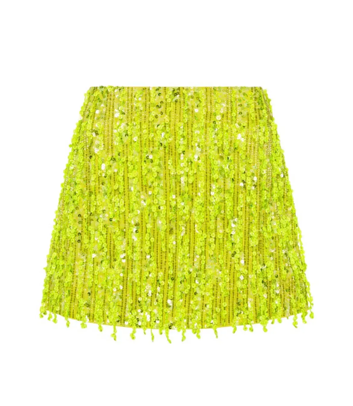 Aje Sequin Micro Mini Skirt Chartreuse Green Size 8 - Image 3