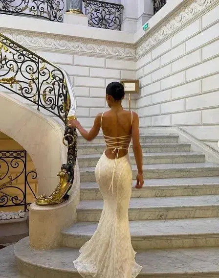House of CB Joan Lace Up Back Maxi Dress in Ivory White Size S / AU 8 - Image 3