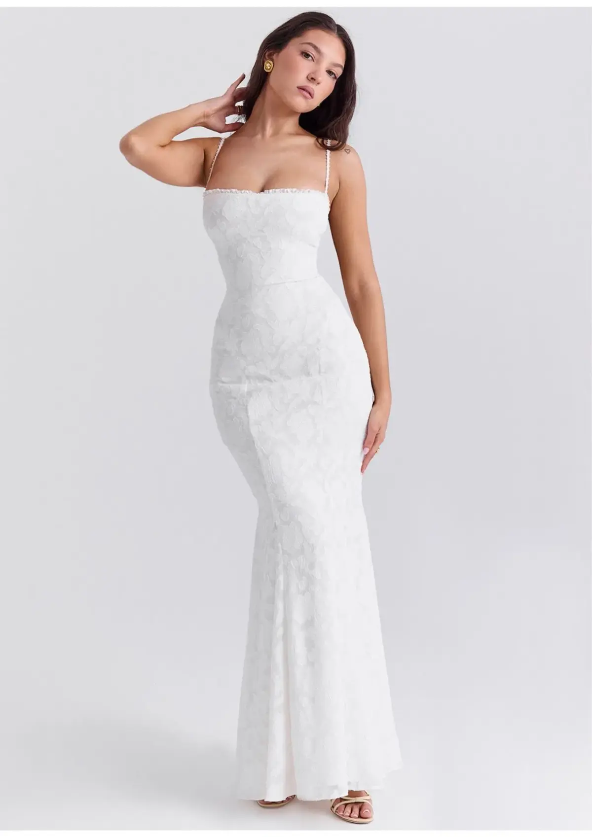 House of CB Joan Lace Up Back Maxi Dress in Ivory White Size S / AU 8 - Image 2
