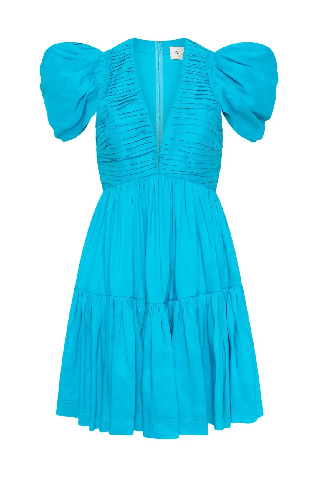 Aje Severine Tiered Mini Dress Sky Blue Size 8 for rent on The Volte - main image