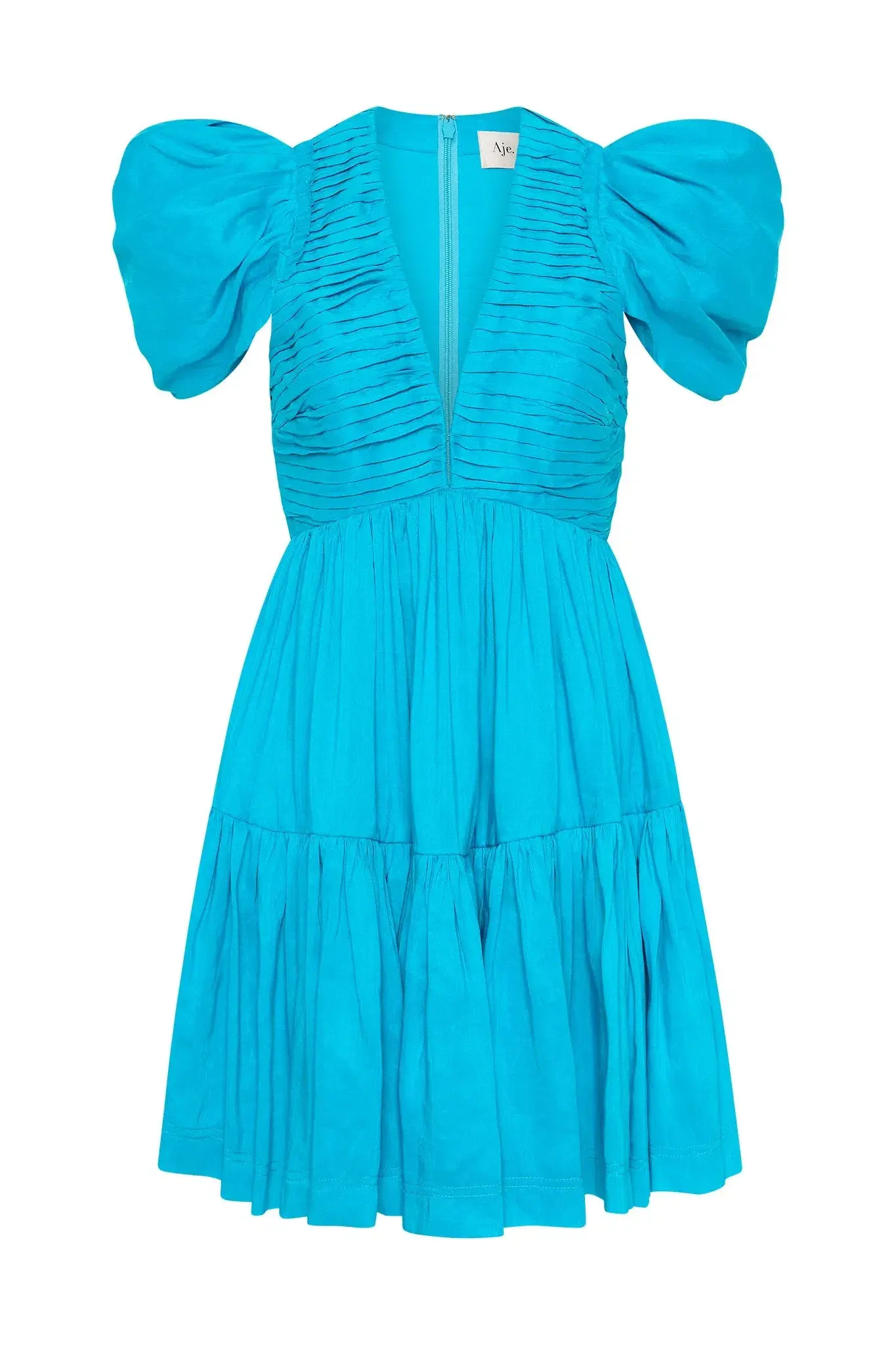 Aje Severine Tiered Mini Dress Sky Blue Size 8 - Image 3