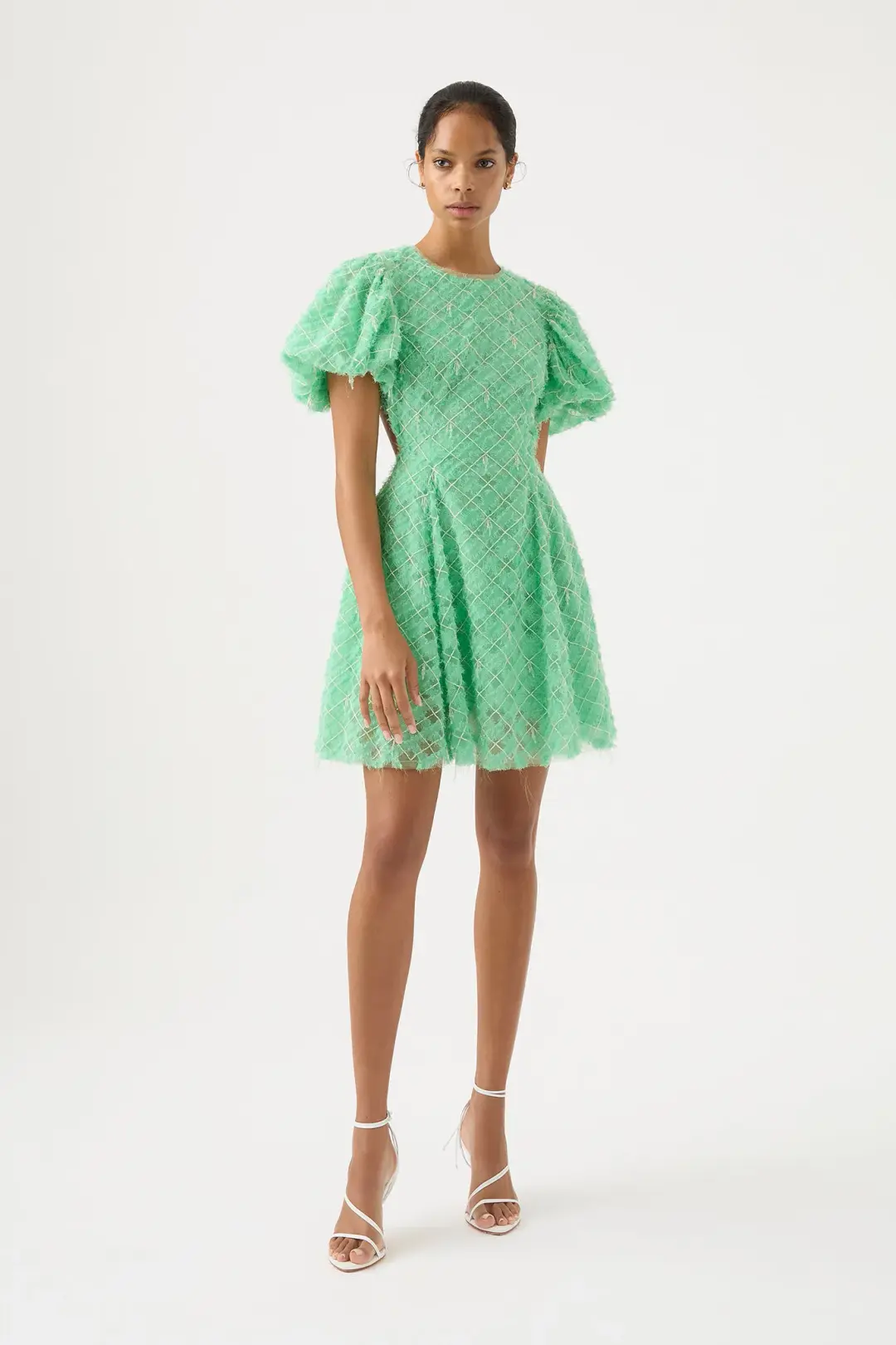 Aje Context Embellished Mini Dress Marine Green Size 8 for rent on The Volte - main image
