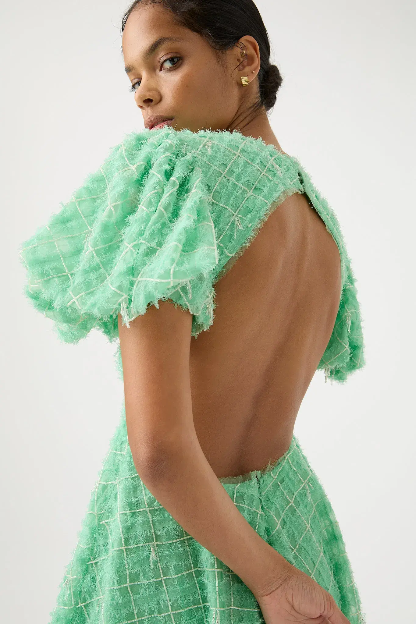 Aje Context Embellished Mini Dress Marine Green Size 8 - Image 2